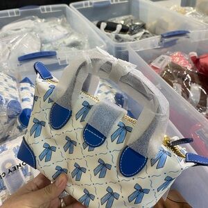 Stoney Clover Lane Blue and White Bow Kids Bag